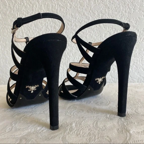 Prada blacks crisscross strap suede sandals - Picture 7 of 13